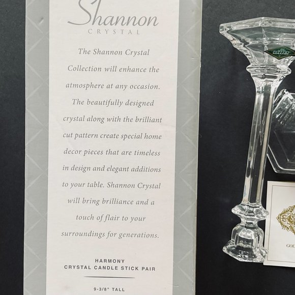 SHANNON CRYSTAL by Godinger "Harmony" Pair of Crystal Candlesticks NIB - Picture 6 of 7